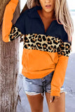 Color Block Zip Neck Pullover Sweatshirt