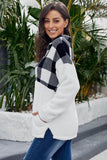 Fuzzy Pullover with Plaid Detail