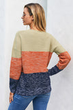 Maglione pullover con trama a rete color block da donna