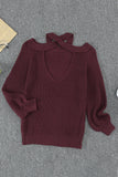 Women's Cotton Cold Shoulder Hollow Out Back Sweater