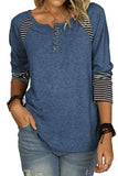 Casual Striped Color-Block Crew Neck Shirt