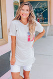 Magliette casual da donna con tasca bandiera americana