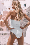 Frill Neck Waist Sash Spaghetti Straps One-piece Swimwear