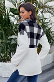 Fuzzy Pullover with Plaid Detail