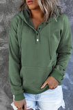 Women's Snap Button Pullover Hoodie with Pocket Solid Color Drawstring Sweatshirts