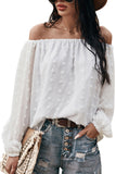 white off the shoulder puff sleeve top