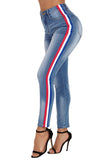 Jeans skinny blu a righe Rainbow Racer