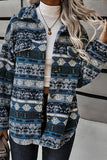 Tribal Print Pocket Buttoned Sherpa Jacket