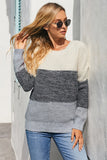 Maglione pullover con trama a rete color block da donna