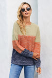 Maglione pullover con trama a rete color block da donna