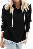 Lace Trim Solid Pullover Hoodie