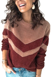 Women's Chevron Colorblock Crew Neck Sweater