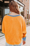 Top pullover in pile con maniche Dolman a blocchi di colore