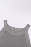 Slim Ribbed Knit Navy Blue Tank Top