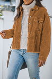 Khaki Corduroy Pocket Buttoned Jacket