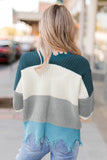 Maglione con orlo grezzo consumato con scollo a V colorblock da donna