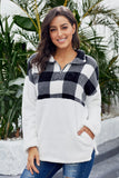 Fuzzy Pullover with Plaid Detail